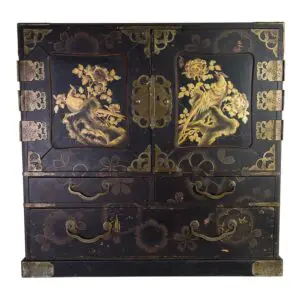 Japanese Lacquer Table Cabinet With Gilt Decoration. Meiji Period