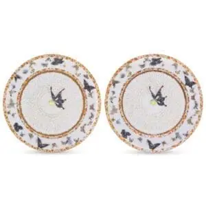 Pair of Japanese Yokohama Ware Plates by Hikojiro Imura. Late Meiji / Early Taisho Period