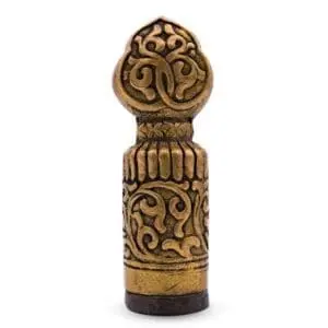 Antique Tibetan Chop Seal. Buddhist Seal Stamp with Om Symbol Design. Early 20th Century