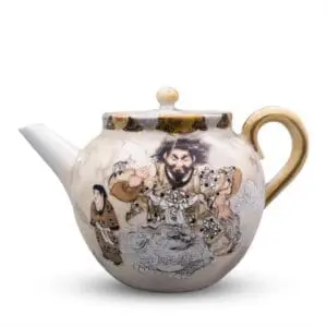 Antique Japanese Seto Porcelain Teapot by Kawamoto Masukichi II (1852-1918). Meiji Period