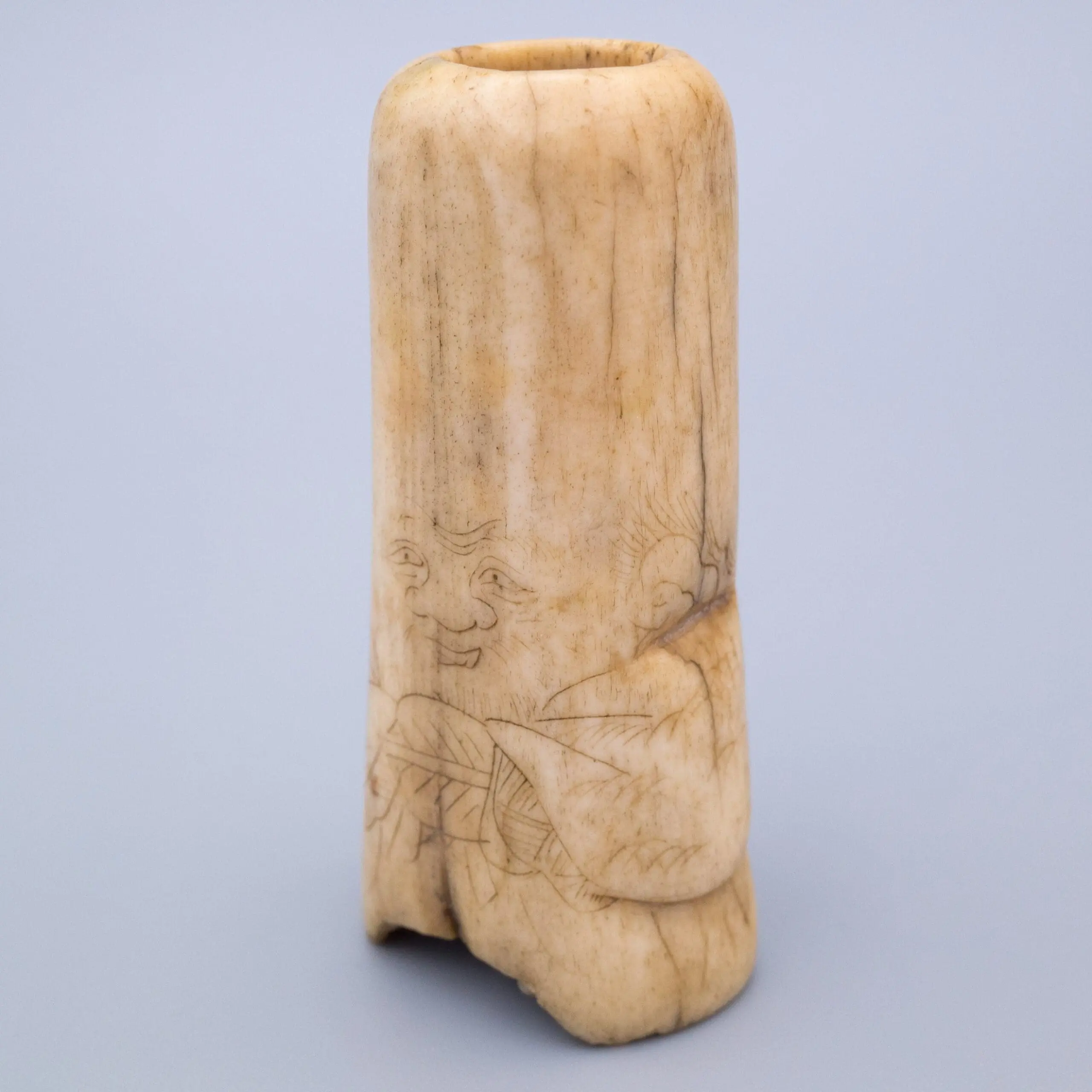 Antique Japanese Stag Antler Netsuke of Lucky God Fukurokuju. Unsigned. Edo Period