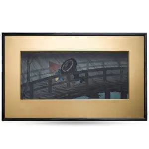 Takahashi Hiroaki Shotei, 1871-1945 - Rain on Izumi Bridge (Izumibashi No Ame). Original Japanese Woodblock Print Published by Watanabe Shozaburo