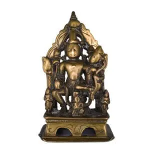 Antique Indian Copper Alloy Shrine of Lakshmi-Narayana. Gujarat, Western India, 17th century