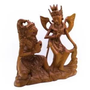 Fine Balinese Wood Carving of Hanuman Presenting Rama's Ring to Sita