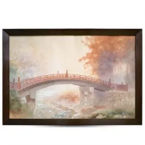 Fukutaro Terauchi (b. 1891) - Shinkyo: The Sacred Bridge in Nikko. Original Watercolour on Paper. Japan, c. 1930