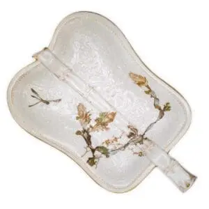 Antique Haviland and Co. Japanese Fan-Shaped Platter by Dammouse. Fleurs Parisiennes Pattern by Girardin. 1882-1889