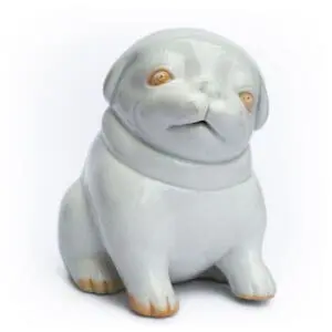 Antique Japanese Hirado Porcelain Water Dropper in the Form of a Puppy. Scholar's Object