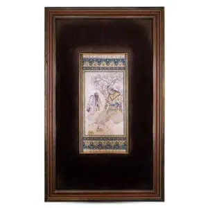 Antique Qajar Period Safavid Style Persian Miniature Painting in the Manner of Reza Abbasi