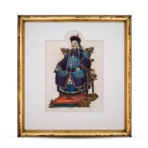 Antique Chinese Export Pith Painting of the Daoguang Emperor. 19th Century, Qing Dynasty