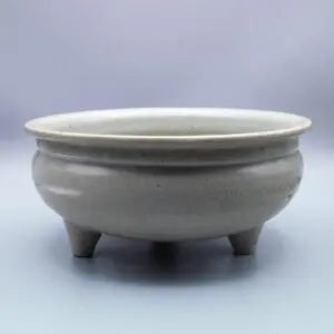 Large Antique Chinese Longquan Celadon Tripod Censer. Ming Dynasty (1368-1644)