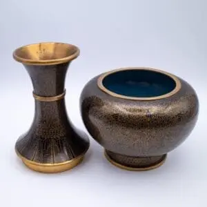 Fine Chinese Black Cloisonne Calligraphy Brush Washer and Brush Pot Transforming Vase