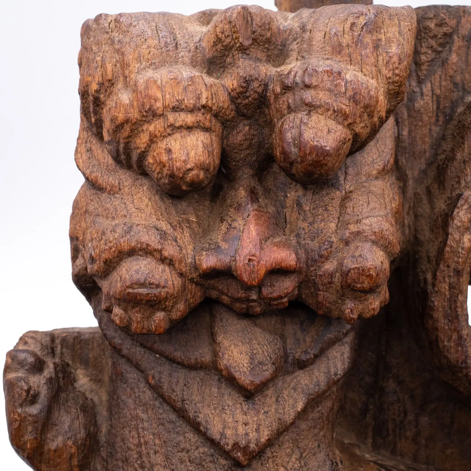 Large Antique Indian Wood Carving of Hindu Mythical Lion Yali. South India, 18th - 19th century