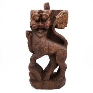 Large Antique Indian Wood Carving of Hindu Mythical Lion Yali. South India, 18th - 19th century