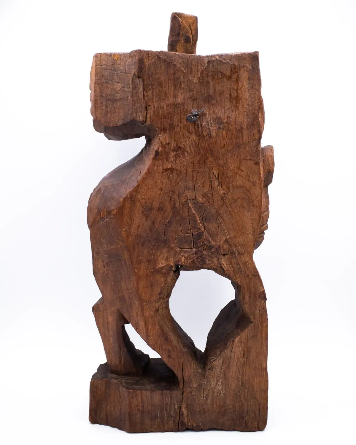 Large Antique Indian Wood Carving of Hindu Mythical Lion Yali. South India, 18th - 19th century