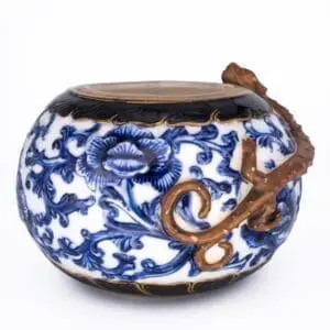 Antique Royal Worcester Japanesque Brush Washer with Chilong Dragon. English Aesthetic Movement Porcelain