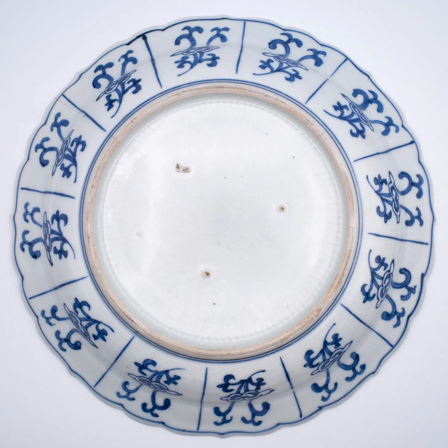 Pair of Antique Japanese Fuyode Kraak Style Blue and White Porcelain Dishes. Edo Period