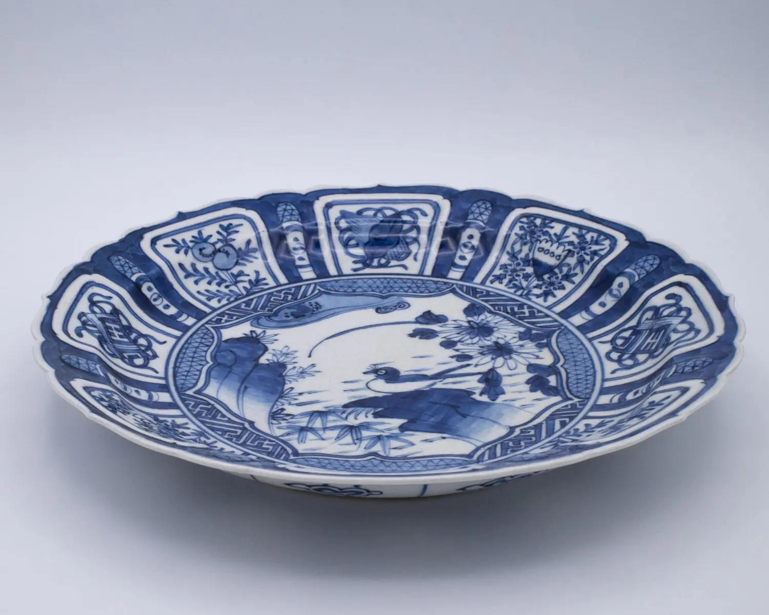 Pair of Antique Japanese Fuyode Kraak Style Blue and White Porcelain Dishes. Edo Period