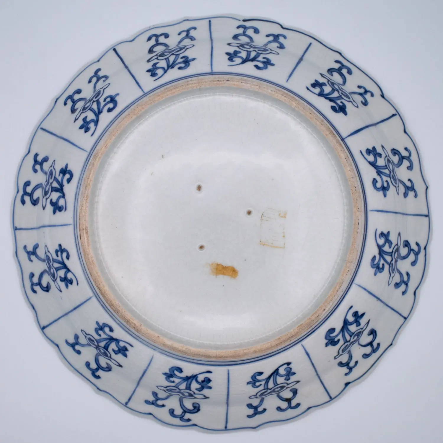 Pair of Antique Japanese Fuyode Kraak Style Blue and White Porcelain Dishes. Edo Period