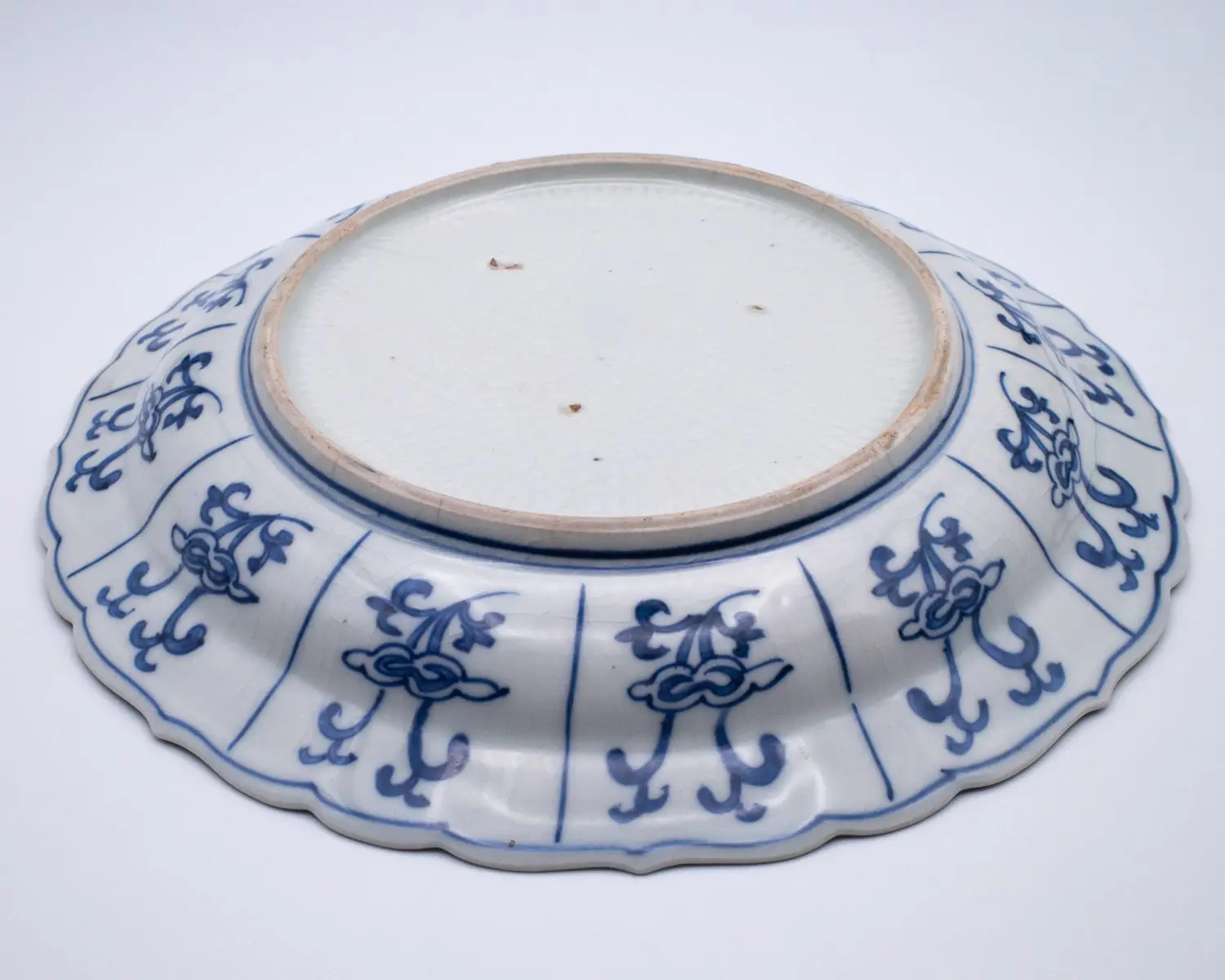 Pair of Antique Japanese Fuyode Kraak Style Blue and White Porcelain Dishes. Edo Period