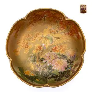 Antique Japanese Satsuma Pottery Bowl Marked 神山. Early 20th century
