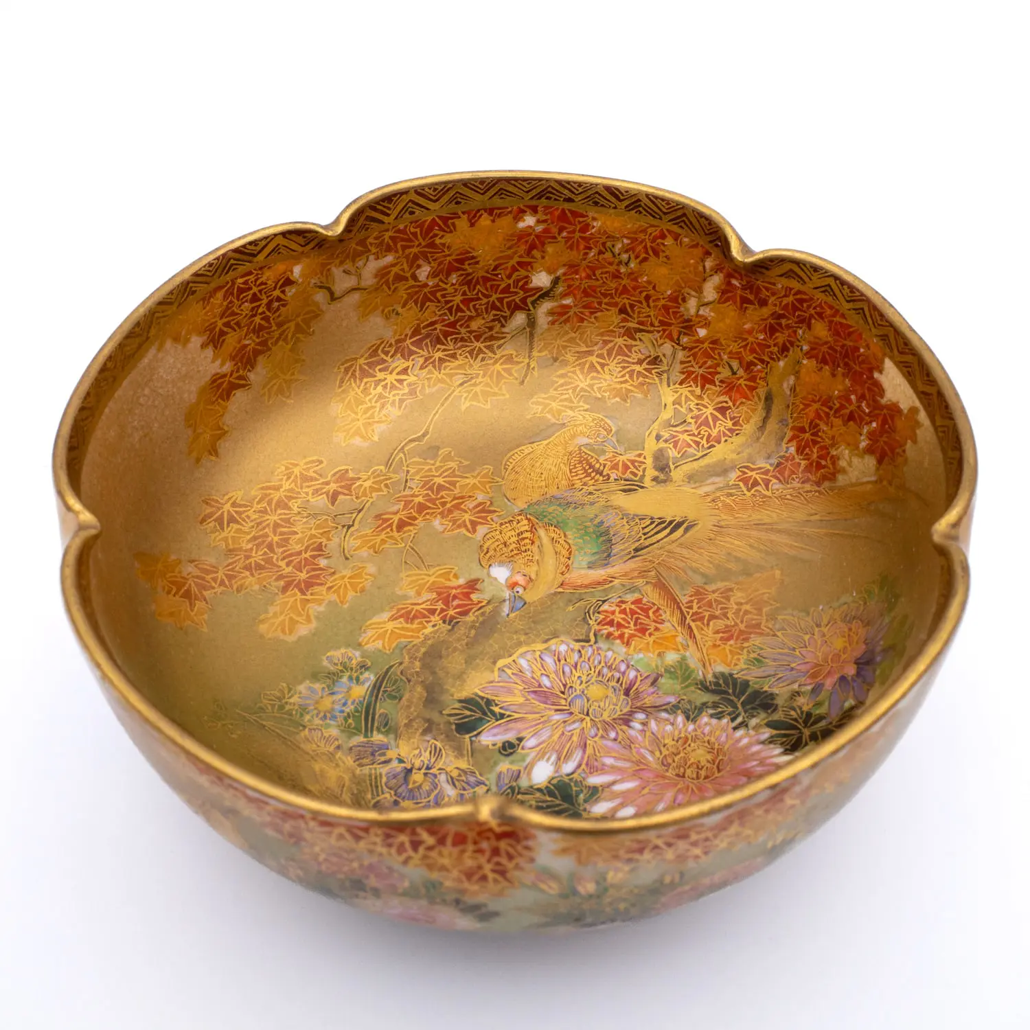 Antique Japanese Satsuma Pottery Bowl Marked 神山. Early 20th century