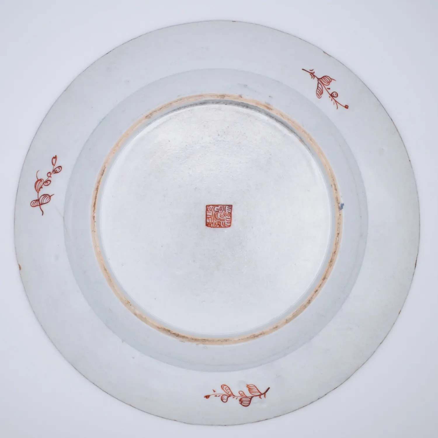 Antique Chinese Clobbered Blue and White Export Porcelain Dish With Chickens. 18th century