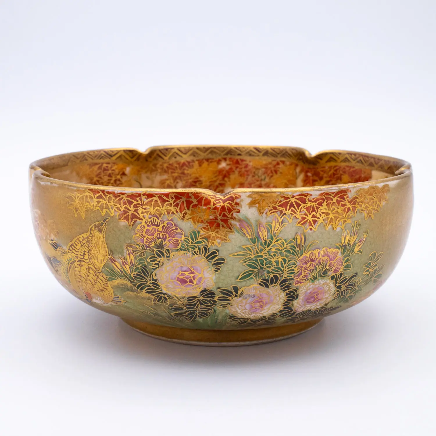 Antique Japanese Satsuma Pottery Bowl Marked 神山. Early 20th century