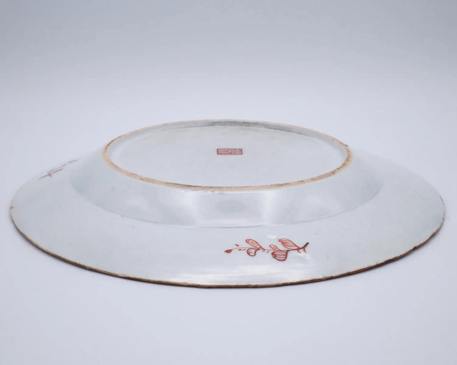 Antique Chinese Clobbered Blue and White Export Porcelain Dish With Chickens. 18th century