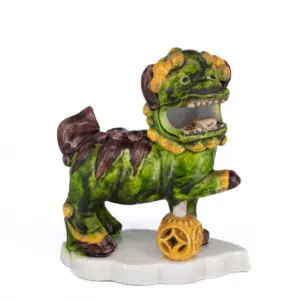 Antique Chinese Biscuit Glazed Porcelain Foo Lion Joss Stick Holder