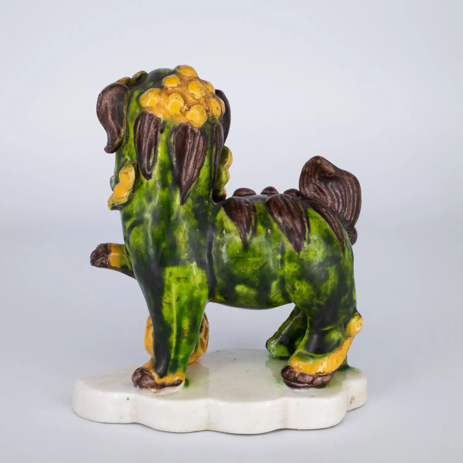 Antique Chinese Biscuit Glazed Porcelain Foo Lion Joss Stick Holder