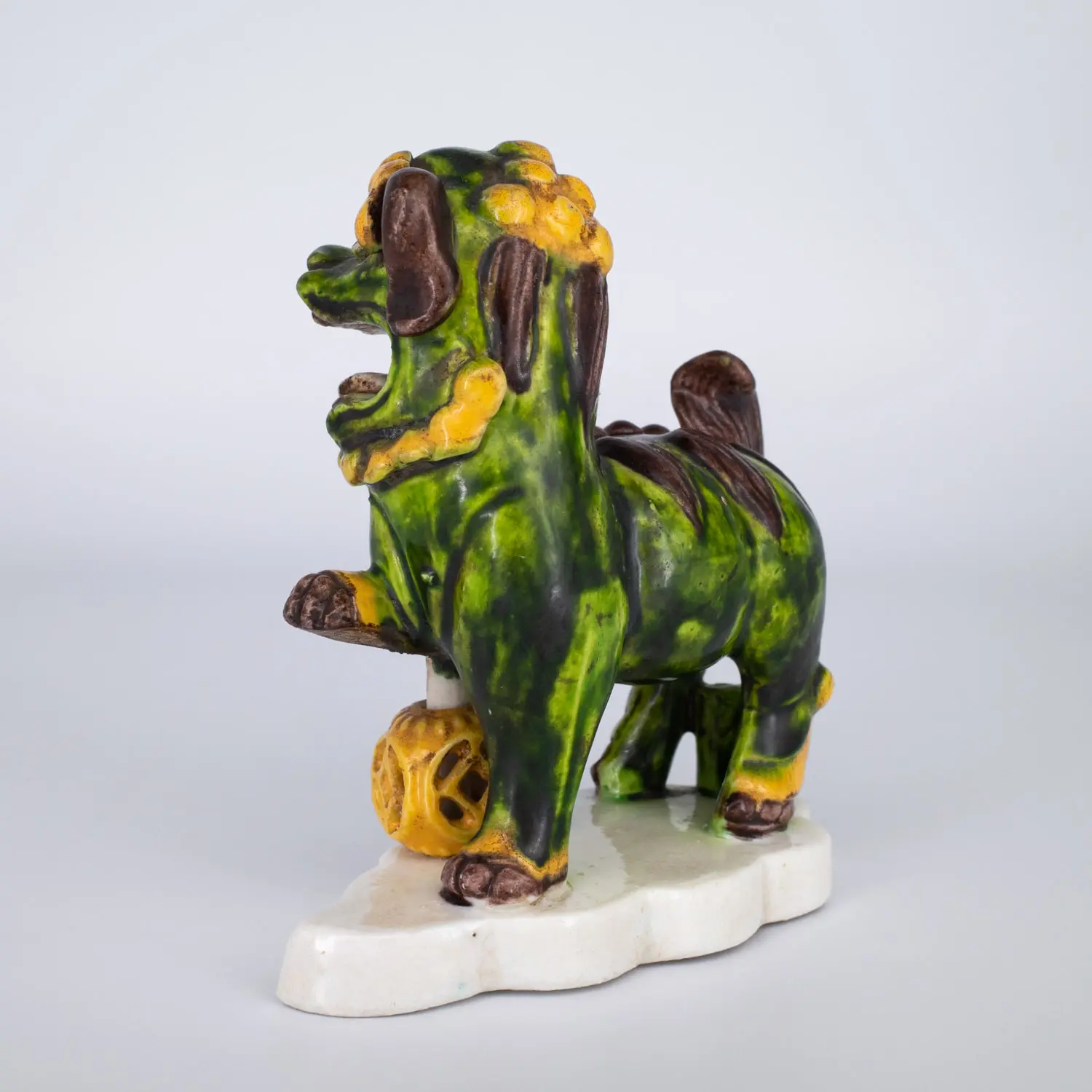 Antique Chinese Biscuit Glazed Porcelain Foo Lion Joss Stick Holder