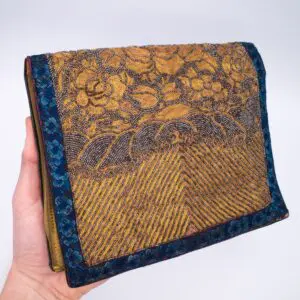 Antique Chinese Silk Embroidery Gold Thread Art Deco Clutch Bag. c. 1930s