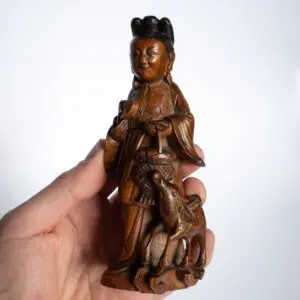 Antique Chinese Boxwood Carving of the Daoist Immortal Magu. Qing Dynasty