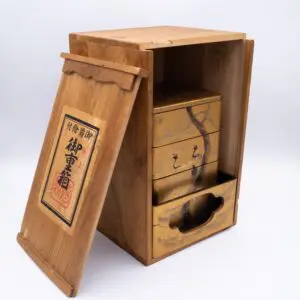 Vintage Japanese 4-Tier Gilt Lacquered Wood Jubako Bento Box Set