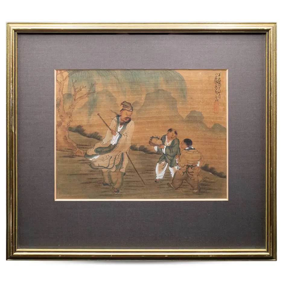 Pair of Chinese Republic Period Paintings on Silk With Calligraphy Inscriptions