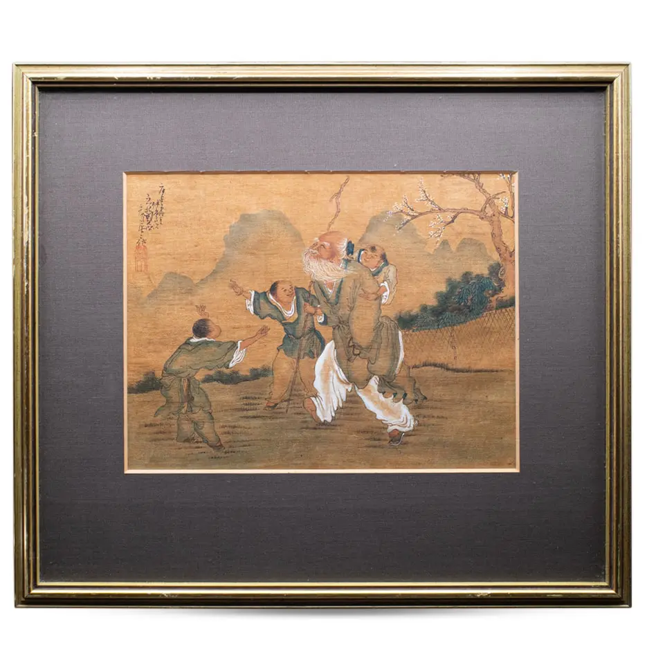 Pair of Chinese Republic Period Paintings on Silk With Calligraphy Inscriptions