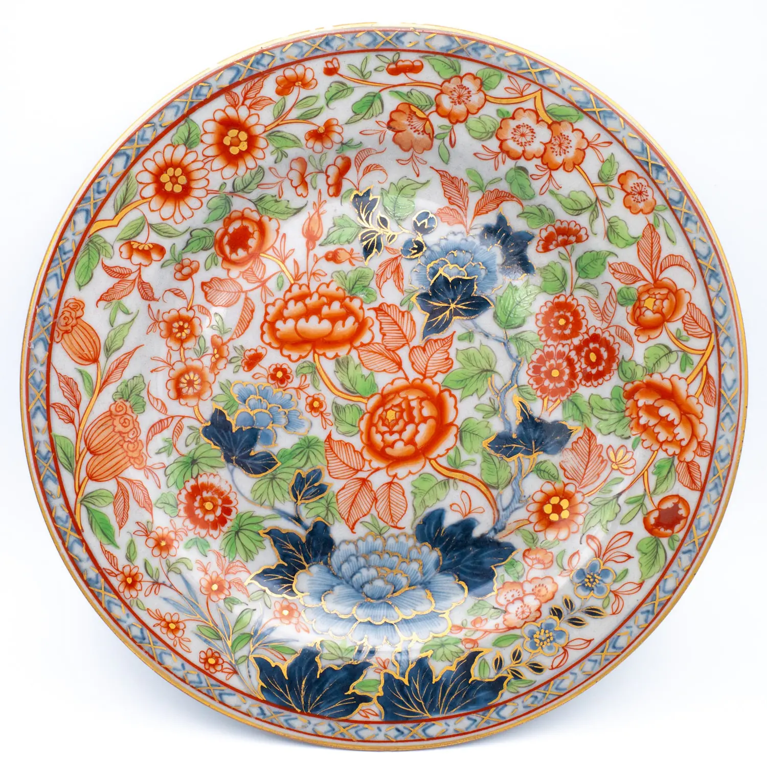 Antique Chinese Clobbered Blue and White Export Porcelain Plate. 18th-19th century