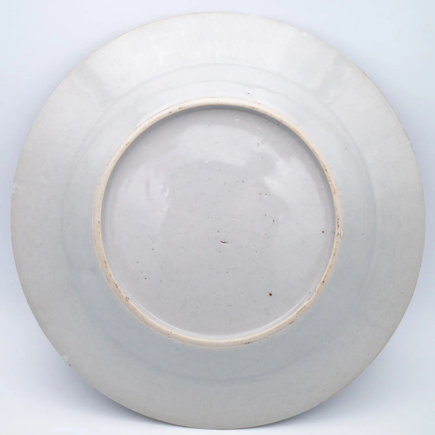 Antique Chinese Clobbered Blue and White Export Porcelain Plate. 18th-19th century