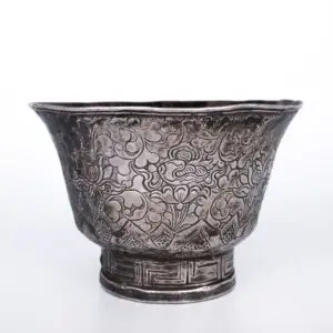 Fine Antique Tibetan Silver Cup With Buddhist Symbols. 19th Century