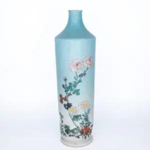 Fine Antique Japanese Sharkskin Glazed Porcelain Bottle Vase by Takeuchi Chubei