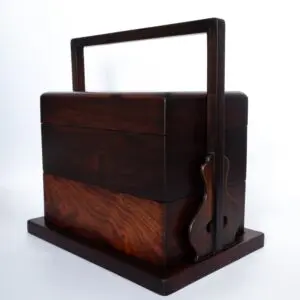 Fine Chinese Three-Tier Hardwood Picnic Box. Late Qing Dynasty or Republic Period