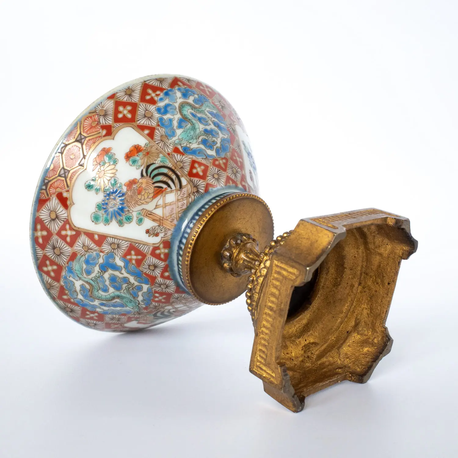 Antique Japanese Ormolu Mounted Imari Porcelain Bowl, 19th Century