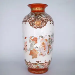 Fine Antique Japanese Kutani Porcelain Vase With a Figural Scene. Meiji Period