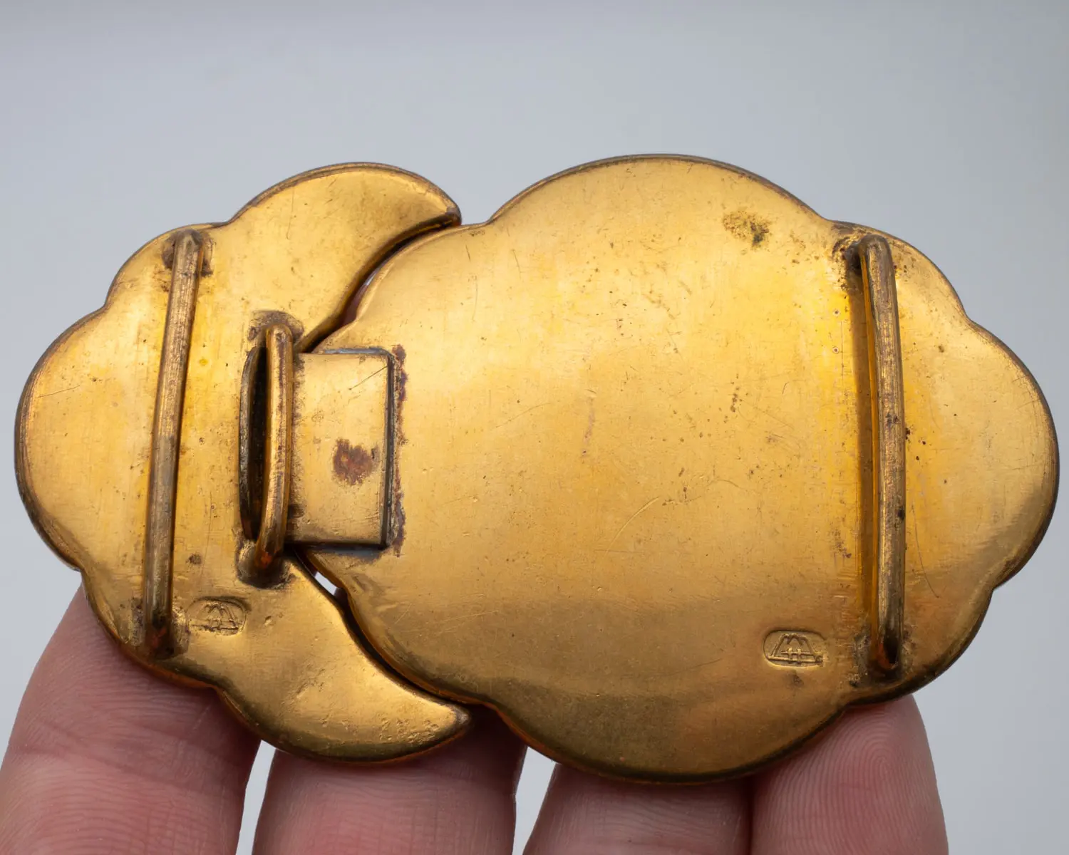 Antique Japanese Damascene Mixed Metal Belt Buckle Fujii Yoshitoyo. Early 20th century