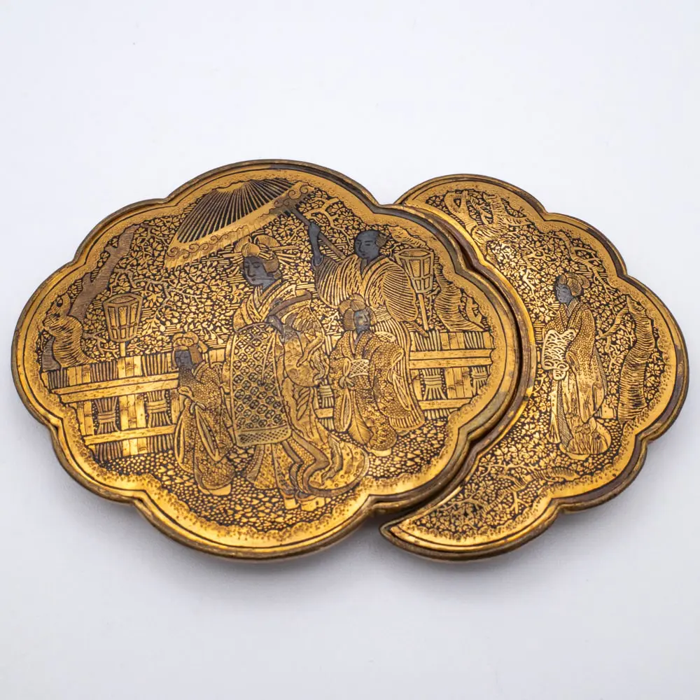 Antique Japanese Damascene Mixed Metal Belt Buckle Fujii Yoshitoyo. Early 20th Century