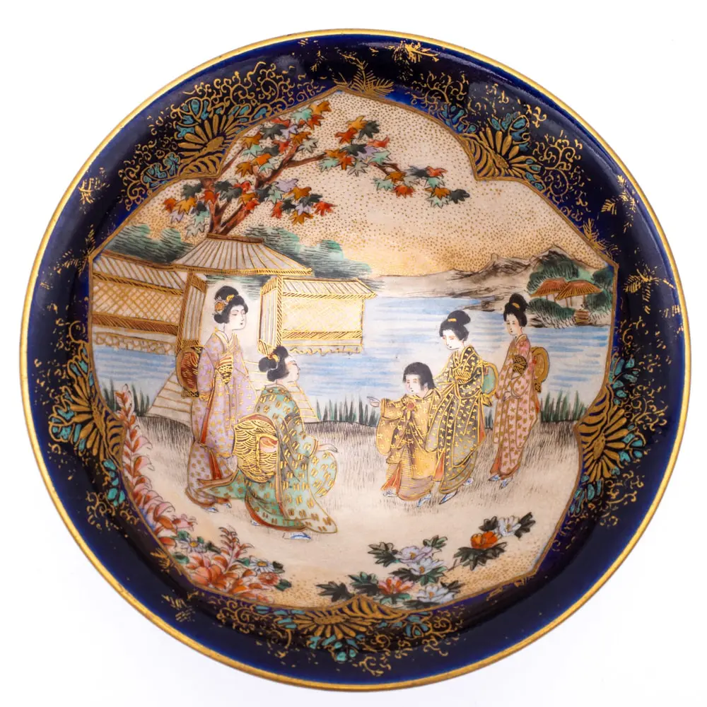 Fine Antique Japanese Satsuma Pottery Bowl, Meiji or Taisho Period. Marked Suizan 翠山