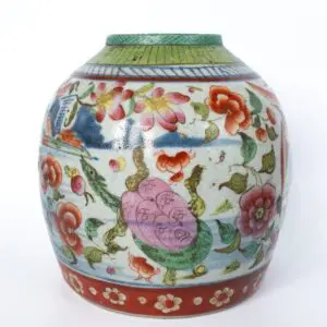 Antique Chinese Clobbered Blue and White Jar. Qing Dynasty, 19th Century