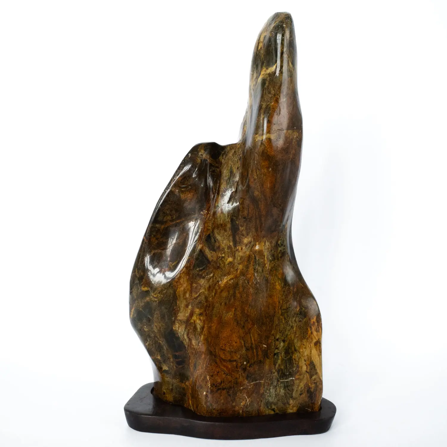 Large Antique Japanese Biseki Suiseki Viewing Stone With Wooden Daiza Stand