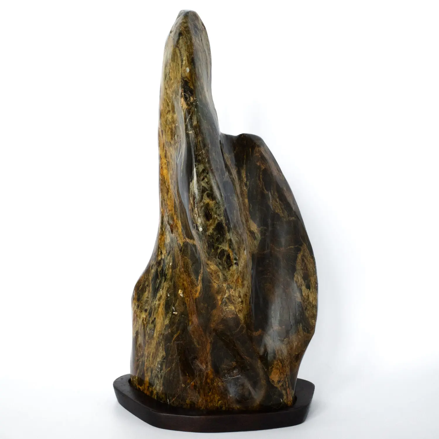 Large Antique Japanese Biseki Suiseki Viewing Stone With Wooden Daiza Stand