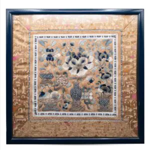 Antique Chinese Silk Embroidery Panel With Precious Objects. Early 20th Century